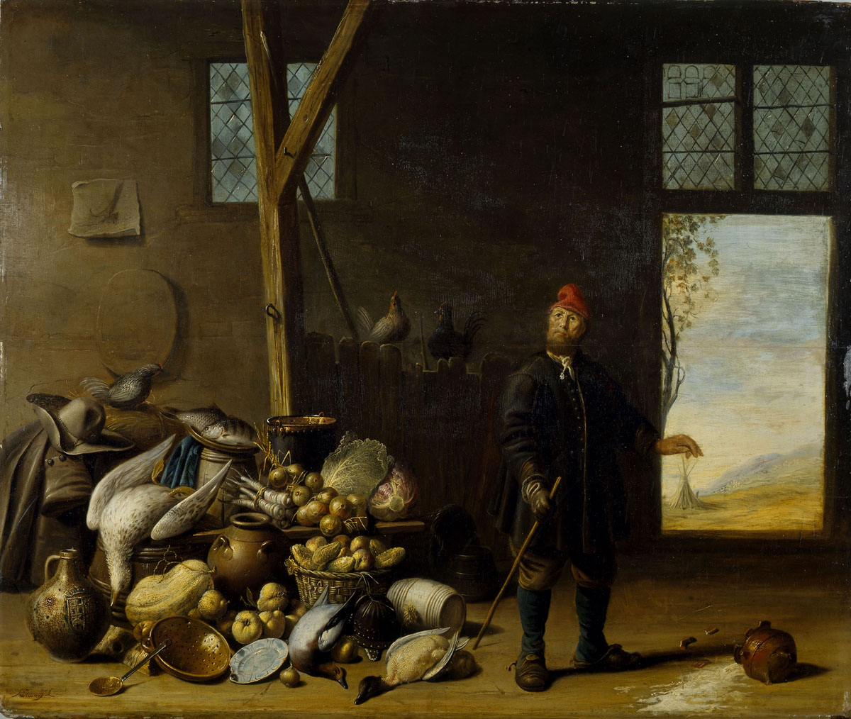 Paysan dans un intérieur, ou Cuisine avec nature morte_0